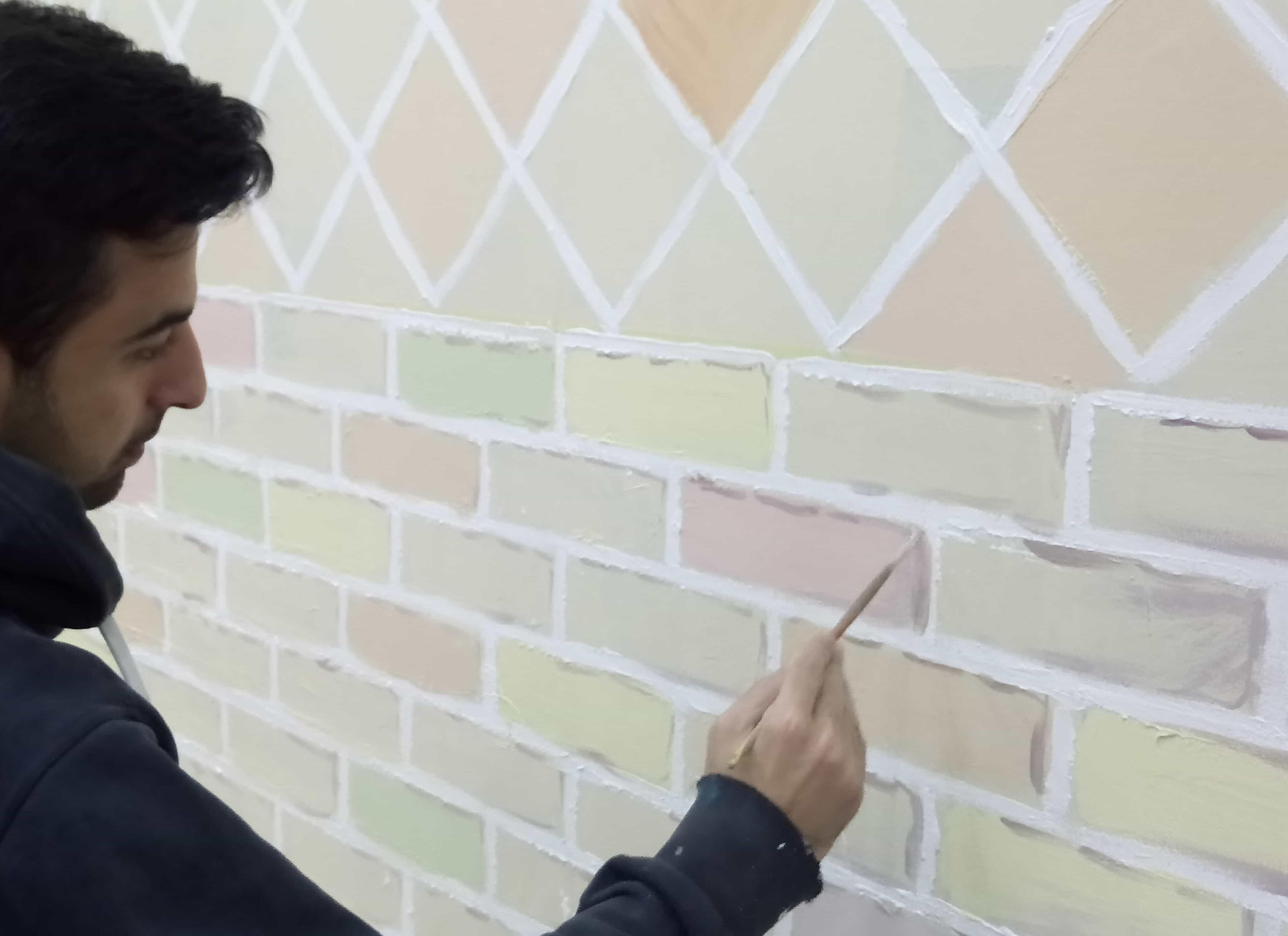 Indoor Wall Relief - Hand - Painted Brick Detailing & Process Indoor Wall Relief - Hand - Painted Brick Detailing & Process